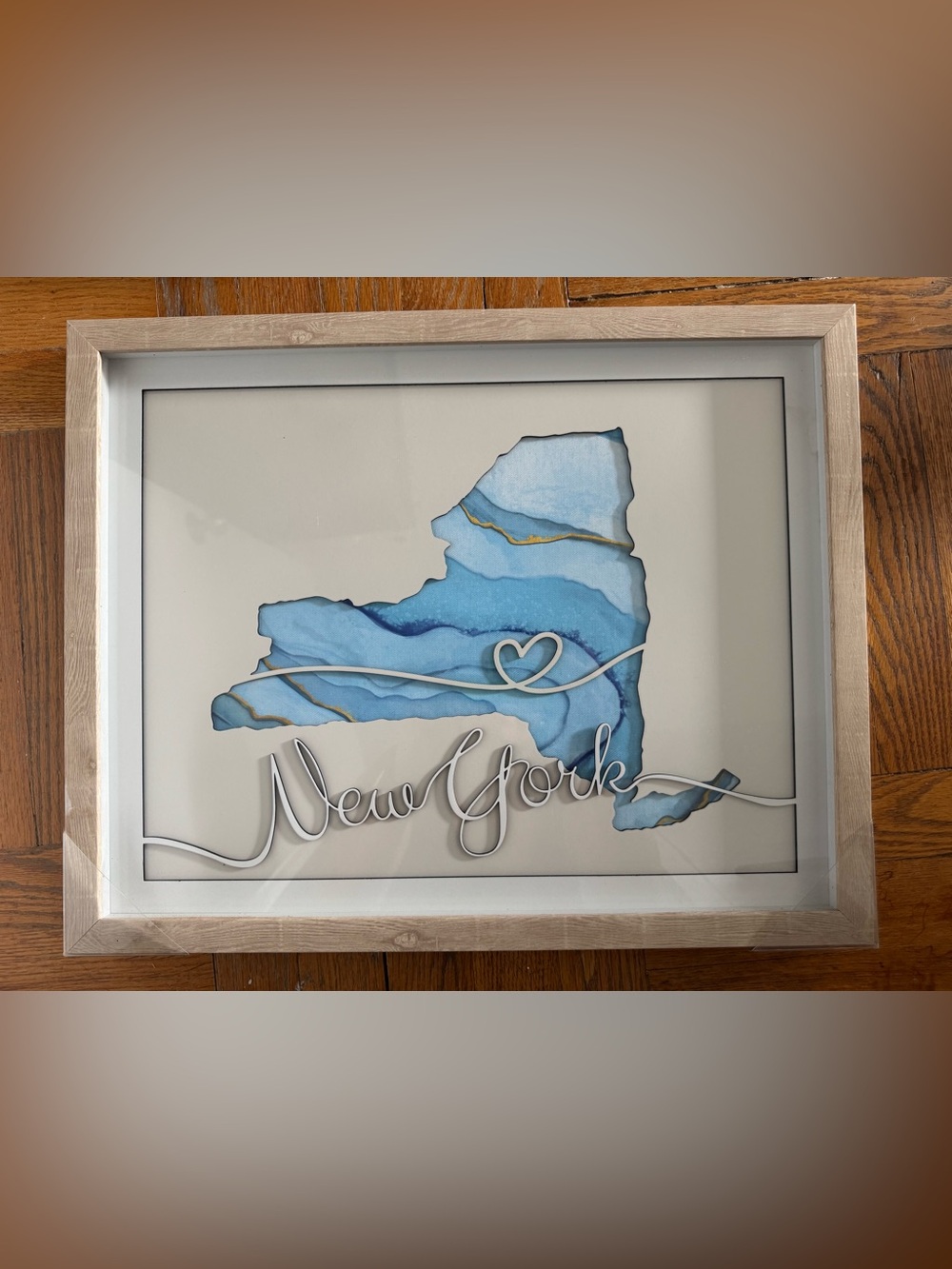 New York Blue State Wall Art - Framed Home Decor